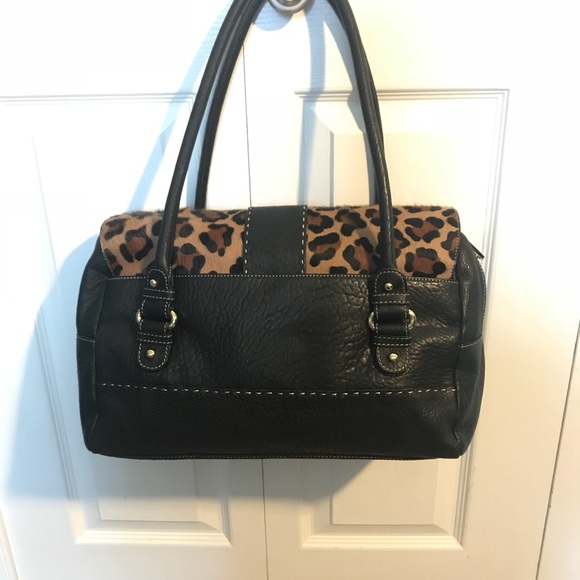 Badgley Mischka leopard black leather shoulder bag - Picture 3 of 6